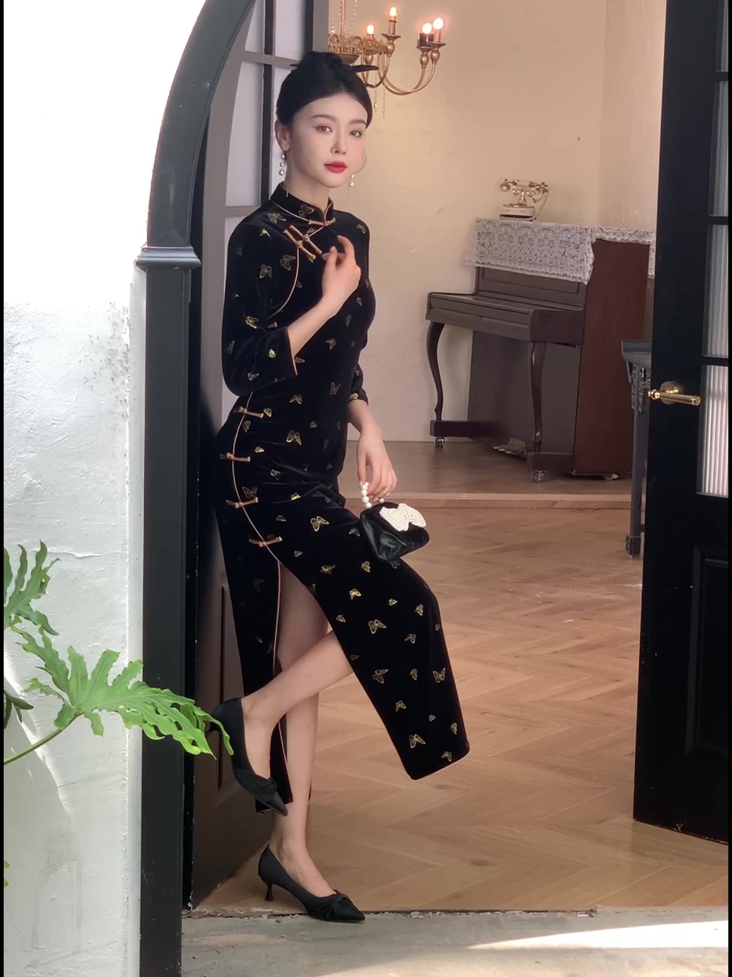 Black Butterfly Cheongsam – Fall & Winter Style