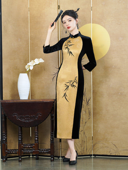 Black Bamboo Cheongsam – Fall & Winter Style