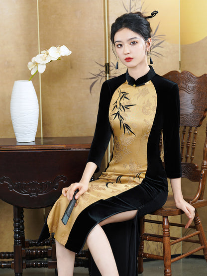 Black Bamboo Cheongsam – Fall & Winter Style