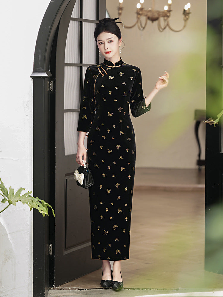 Black Butterfly Cheongsam – Fall & Winter Style