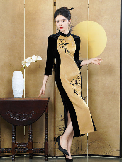 Black Bamboo Cheongsam – Fall & Winter Style