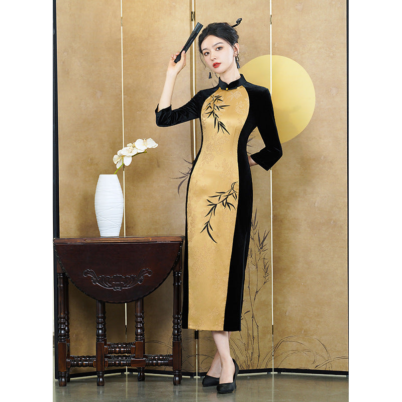 Black Bamboo Cheongsam – Fall & Winter Style