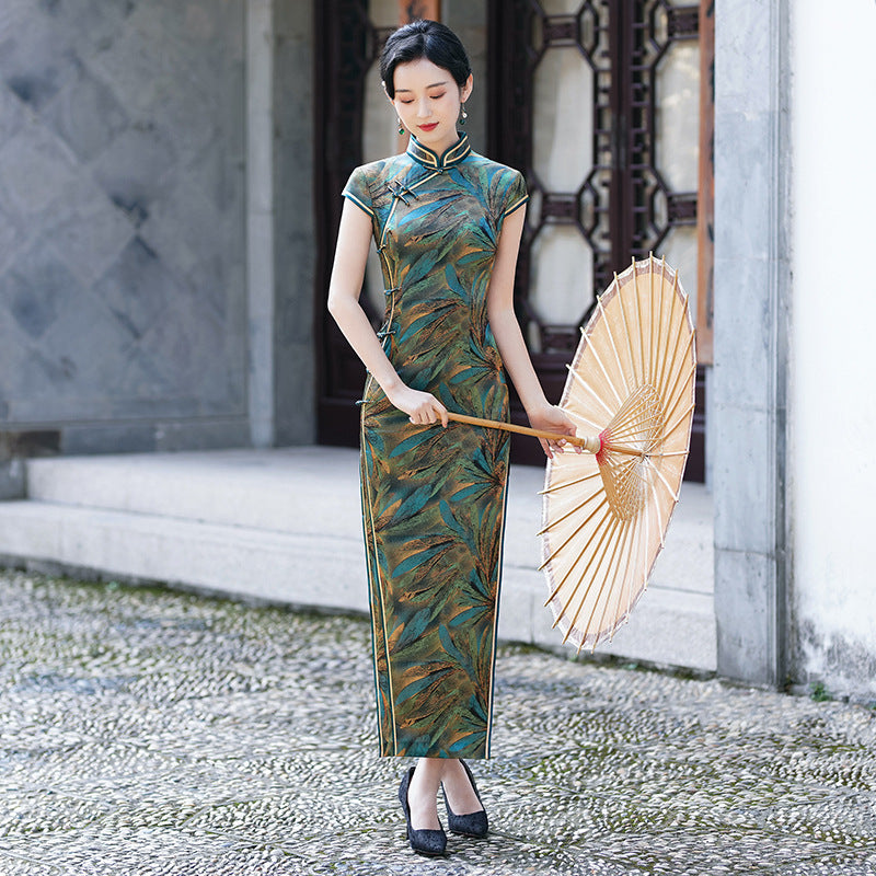 Azure Sparrow Silk Cheongsam – Spring & Summer Style