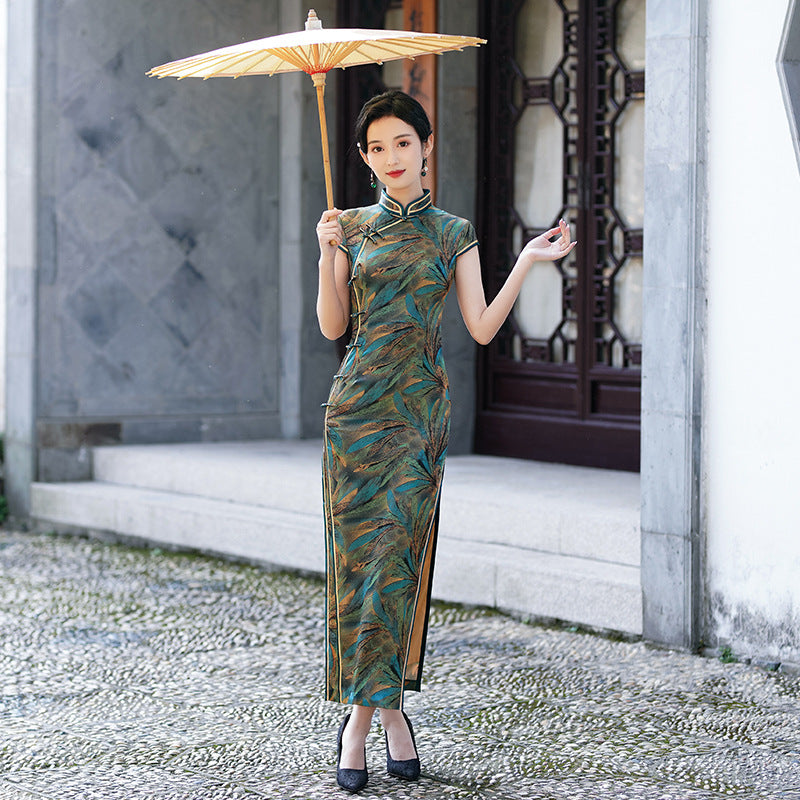 Azure Sparrow Silk Cheongsam – Spring & Summer Style