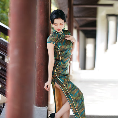 Azure Sparrow Silk Cheongsam – Spring & Summer Style