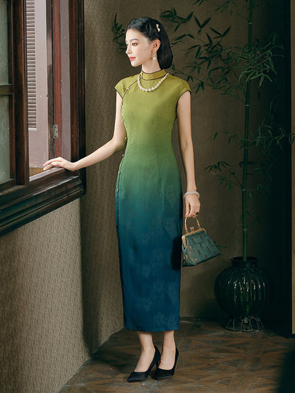 Gradient Teal Cheongsam – Spring & Summer Style