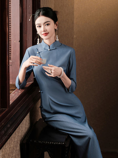 Ocean Blue Cheongsam– Fall & Winter Style