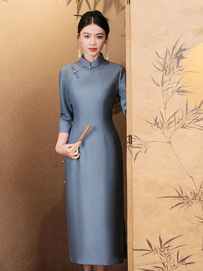 Ocean Blue Cheongsam– Fall & Winter Style