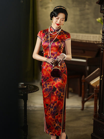 Peony Blossom Silk Cheongsam – Spring & Summer Style