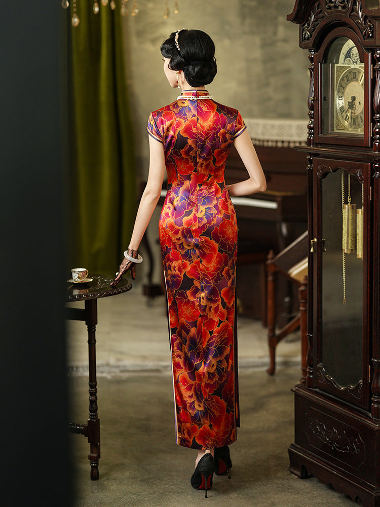 Peony Blossom Silk Cheongsam – Spring & Summer Style