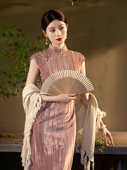 Pink Long Cheongsam– Fall & Winter Style