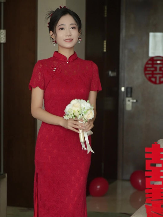 Red Bridal Cheongsam– Fall & Winter Style