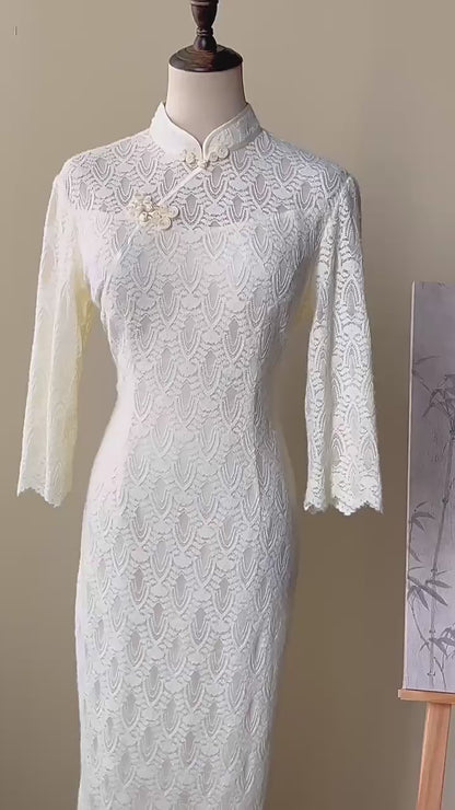 White Lace Cheongsam– Fall & Winter Style