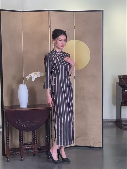 Black Stripes Cheongsam– Fall & Winter Style