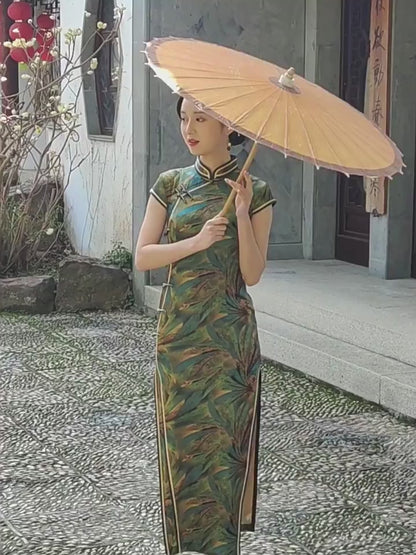 Azure Sparrow Silk Cheongsam – Spring & Summer Style